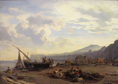 Chemnitz, Művészeti Gyűjtemények, Oswald Achenbach, Strandjelenet alkotó: Oswald Achenbach