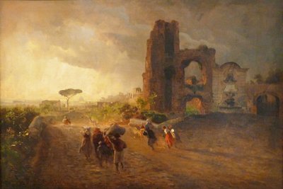 Francia: Paysage romain Római tájkép alkotó: Oswald Achenbach