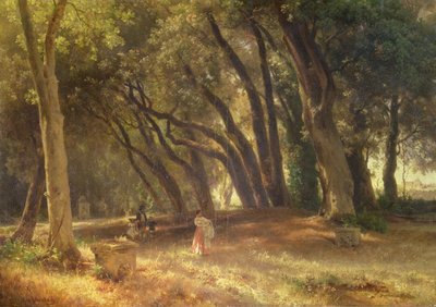 A Villa Borghese kertjében (olaj, vászon) alkotó: Oswald Achenbach