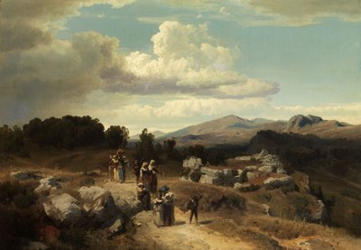 Vasárnapi séta a római vidéken alkotó: Oswald Achenbach