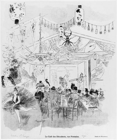 Cafe des Decadents, 16bis rue Fontaine, Párizs, 1890 alkotó: Oswald Heidbrinck