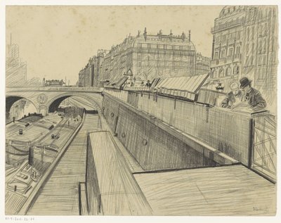 Kilátás a Quai des Grands-Augustins-ra Párizsban alkotó: Oswald Heidbrinck
