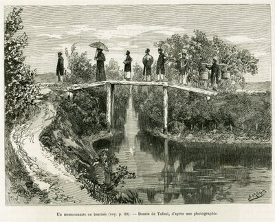 Egy misszionárius viszont. Tofani metszet a Trente mois au Tonkin című történet illusztrálására 1884-ben, Doctor Paul Hocquard, in le tour du monde 1890, Edouard Charton (1807-1890) irányítása alatt, Hachette, Párizs. alkotó: Oswaldo Tofani