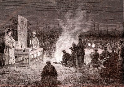 Temetési szertartás a kínai Sou-Tcheouban. 1874 (metszet) alkotó: Oswaldo Tofani