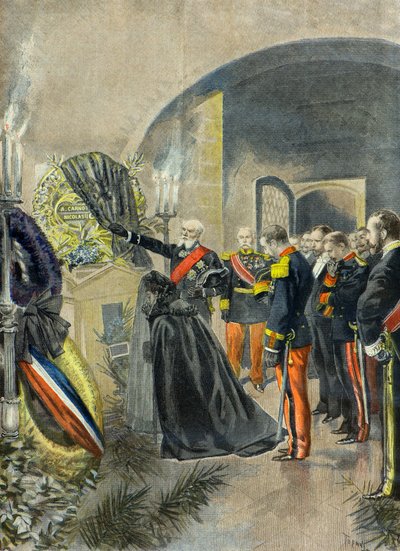 Nicolas 2 koszorút helyez el Sadi Carnot sírjánál a Pantheonban, Párizs1896 (metszet) alkotó: Oswaldo Tofani