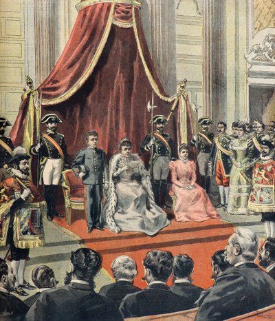 A spanyol-amerikai háború, Mária Krisztina osztrák régens beszédet mond a Cortes Generales előtt alkotó: Oswaldo Tofani