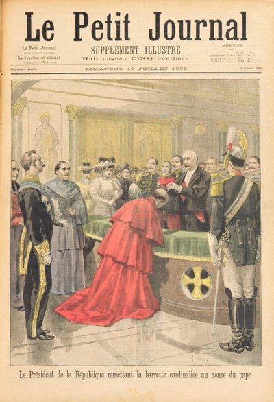Az apostoli nuncius átvette a Red Hat a Francia Köztársaság elnökétől, a Le Petit Journalból, 1896. július 19. alkotó: Oswaldo Tofani
