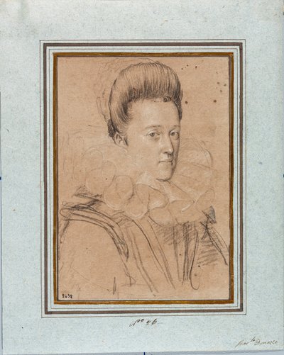 Eleonore de Medicis (Eleonora de Medici) portréja (1567-1611) I. Gonzague Vince, Mantua hercegének felesége (Vincenzo I Gonzaga, Mantua hercege) (1562-1612) Ottavio Leoni rajza (1578-1630) Genes Strada Nuova Múzeumok, 2432. sz alkotó: Ottavio Mario Leoni