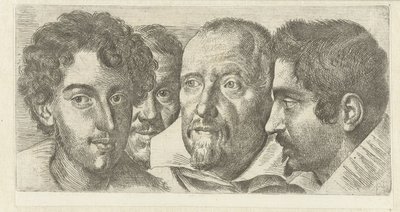 Portret van Cosimo Orsino, Cesare Bartolotti, Sigmund Laire és Ottavio Leoni zelfportret alkotó: Ottavio Mario Leoni
