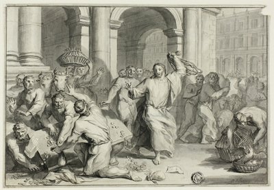 Krisztus elűzi a pénzváltókat a templomból alkotó: Ottmar Elliger the Younger