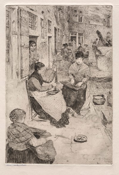 Velencei rézkarcok: Gyöngyfűzők, 1882. alkotó: Otto H. Bacher