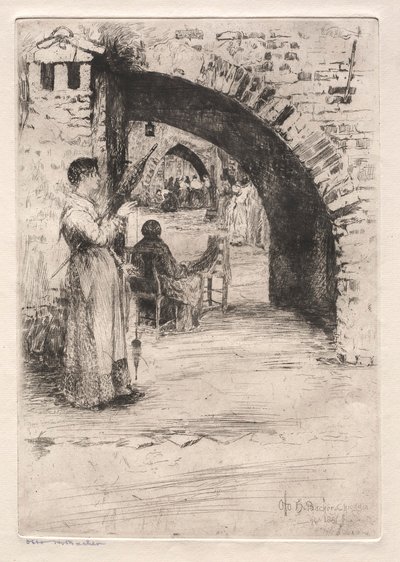 Velencei rézkarcok: Hálókészítők, 1881. alkotó: Otto H. Bacher