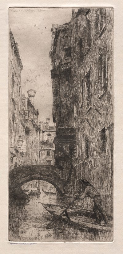 Velencei rézkarcok: Ponte del Pistor, Velence, 1880. alkotó: Otto H. Bacher