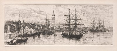 A hajózás és a hercegi palota, 1888. alkotó: Otto H. Bacher