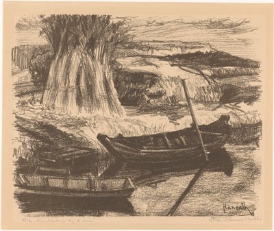 Amszterdam melletti táj (eredeti cím az objektumon) alkotó: Otto Hanrath (signed by artist)