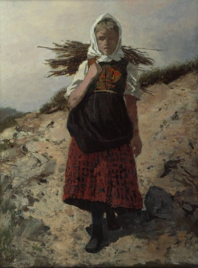 Gyűjtött tűzifa (olaj, vászon) alkotó: Otto Ludvig Sinding
