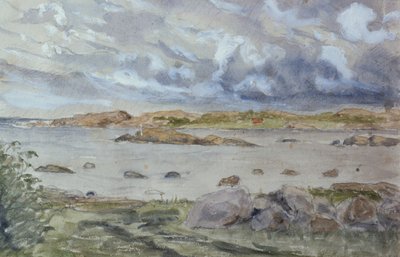 Tengeri és táj vázlat (akvarell és ceruza papíron) alkotó: Otto Ludvig Sinding