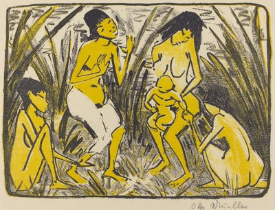 Mózes lelete (Auffindung des Moses), 1920 körül (fekete-arany litográfia) alkotó: Otto Mueller