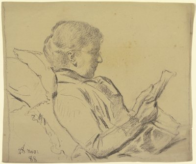 Luise Scholderer, újságot olvasva alkotó: Otto Scholderer