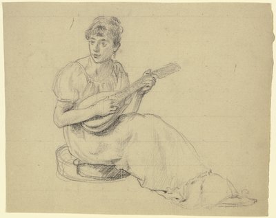 Mandolinon játszó nő alkotó: Otto Scholderer