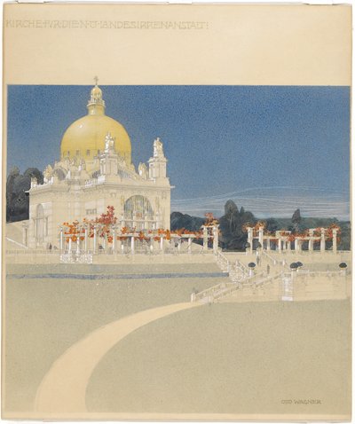 Szent Lipót-templom a Steinhofon, pályázati terv, perspektíva alkotó: Otto Wagner