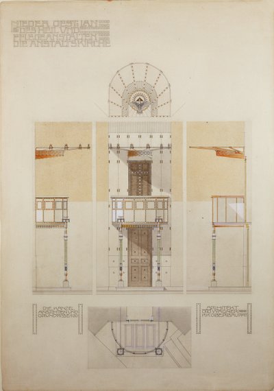 Vázlat a bécsi elmebetegek központi kórháza, a Steinhof templom szószékéhez ... alkotó: Otto Wagner