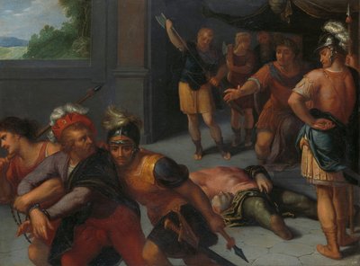 Claudius Paulus lefejezése és Julius Civilis elfogása Julius Paulus lefejezése és Claudius Civilis bebörtönzése a Bataviak rómaiak elleni felkeléséről szóló tizenkettő sorozat egyike alkotó: Otto van Veen