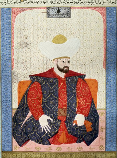 Oszmán Birodalom: „” I. Murád oszmán szultán (1326-1389) portréja”” Miniatűr a kéziratból (Ms. 1973, folio 62a) „” Zubdatat-al-Tawarikh”” (Zubdat al-Tawarikh) (Történetek krémje) Seyyid Loqman Ashuri történész 1538. Török és Iszlám Művészeti Múzeum alkotó: Ottoman School