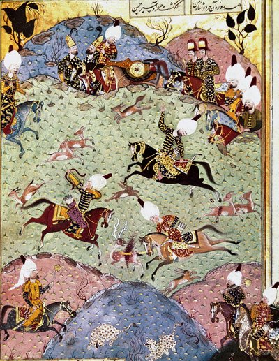Az oszmán császár, Soliman (Szulejmán) I, a Nagyszerű (1494-1566) Arifi (sz. H.1517) „Szulejmanname” miniatűrjére vadászik 1558. Topkapi Sarayi Istanbul alkotó: Ottoman School