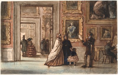 Belső tér a látogatókkal a firenzei Palazzo Pittiben alkotó: P.C. Skovgaard