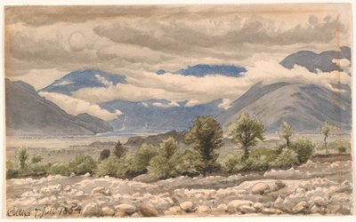 Olasz hegyi táj felhős időben alkotó: P.C. Skovgaard