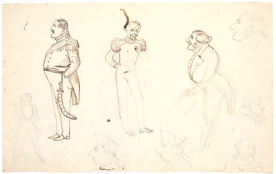 VII. Frederik és mások karikatúrája, i.a. Grundtvig, valószínűleg Orla Lehmann és mások. alkotó: P.C. Skovgaard