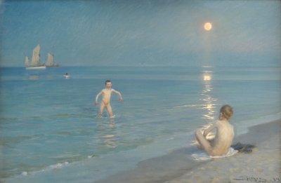 Fiúk fürdőzés a Skagenben. Nyári Este alkotó: Peder Severin Krøyer