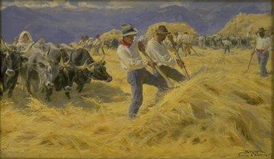 Cséplés az Abruzziban. Antino városa alkotó: Peder Severin Krøyer