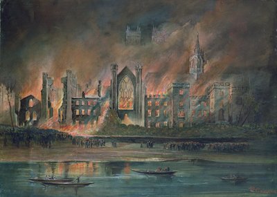 Tűz a Parlamentben, 1834. október 16. (guache) alkotó: P.T. Cameron