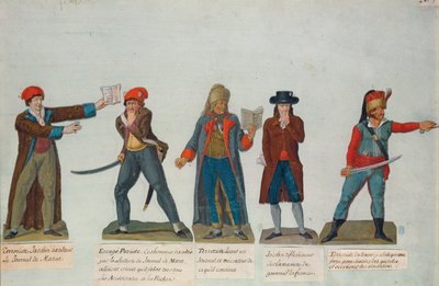 Jakobinusok és terroristák a rémuralom idején (1793-4) a francia forradalom idején (guache) alkotó: P. A. and J.B. Lesueur