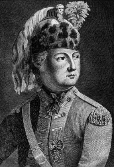 Eon lovagja (1728-1810), a király francia titkosügynöke, keresztbe öltözött, metszett. alkotó: P. Jean Baptiste Bradel