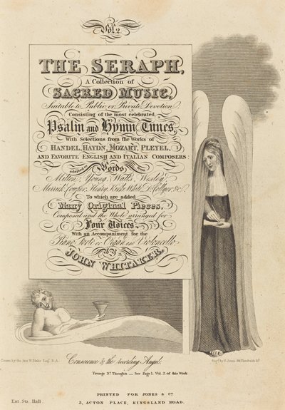 A lelkiismeret és a rögzítő angyal alkotó: P. Jones after William Blake