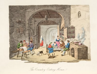 A Country Eating House, az olasz tájból, amely Olaszország különböző államainak modorait, szokásait és szórakozásait képviseli, kocsma. 1806 (kézzel színezett metszet) alkotó: P. van (after) Lerberghi
