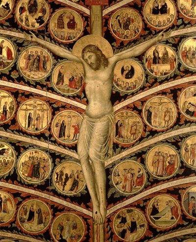 Az élet fája, 1310 körüli tempera a 80607-es panelrészleten alkotó: Pacino di Buonaguida