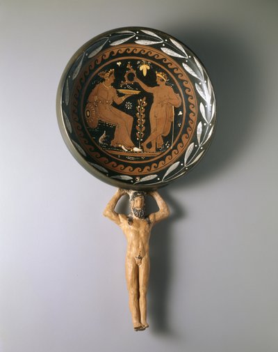 Piros alakú patera Atlasz nyéllel, Kr.e. 4. század utolsó harmada. (kerámia és pigment) alkotó: Painter of Louvre