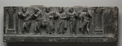 Babilóniai Relief, Pakisztán, Gandhara, Buner Area, Korai párnázási időszak (Ed 1-3to) (Schist) alkotó: Pakistani School