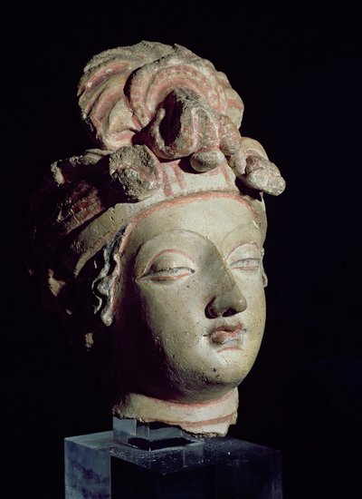 Fej, Gandharából, görög-buddhista stílusban, 1-4. század (stukkó) alkotó: Pakistani School