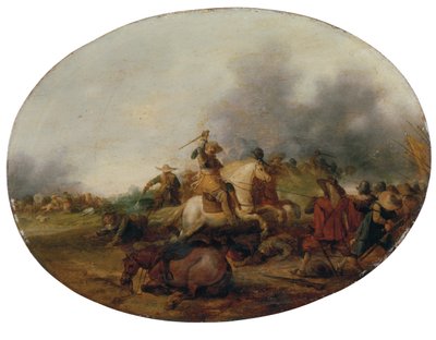 Lovassági összecsapás egy elesett lóval, 1637 alkotó: Palamedes Palamedesz