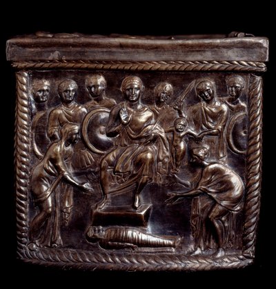 Paleokeresztény művészet: Capsella de San Nazaro néven ismert ezüst ereklyetartó doboz (St Nazaro ezüstös ereklyetartója) - 370-397 apres JC Milan, Tesoro del Duomo Olaszország alkotó: Paleo Christian