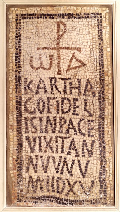 Paleokeresztény antik: Karthago temetési mozaikja, a tunéziai Fournos Minus romjaiból származik. 4. vége-V. század eleje JC után. Párizs, Louvre Múzeum alkotó: Paleo Christian