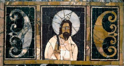 Paleokeresztény művészet: „” Krisztus ábrázolása, valószínűleg az első””” Kr. u. 3. század. Marquette márvány. Ostiense Múzeum, Ostia alkotó: Paleo Christian