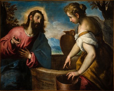 Jézus és a szamaritánus asszony (olaj, vászon) alkotó: Palma Il Giovane