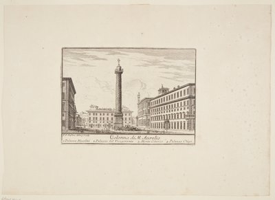 M. Aurelio oszlopa. 1. Palazzo Niccolini. 2. Helytartó palotája. 3. Monte Citorio. 4. Palazzo Chigi alkotó: Paolo Anesi