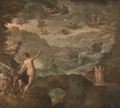Táj a hárpiák kiűzésével, 1590 körül alkotó: Paolo Fiammingo